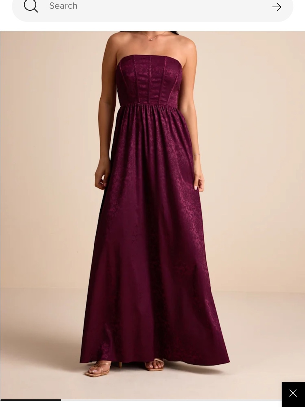 Burgundy Floral Jacquard Wedding Guest Dress